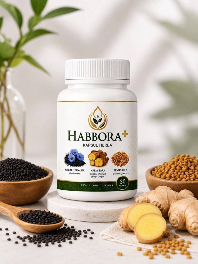 Habbora+ Kapsul Herba dengan bahan-bahan semula jadi